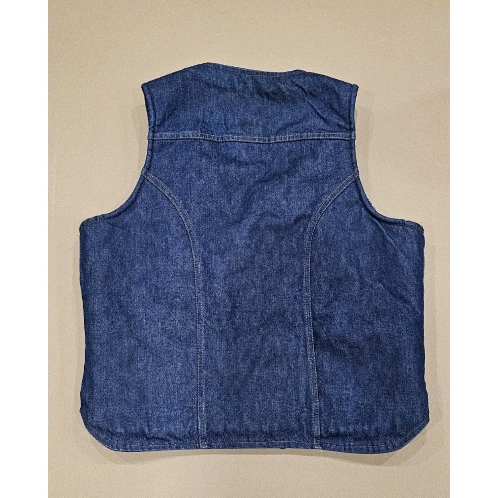 Wrangler Denim Vest Men Size XL Blue Sherpa Lined No Fault VL200NV 70s Cowboy - Picture 4 of 12